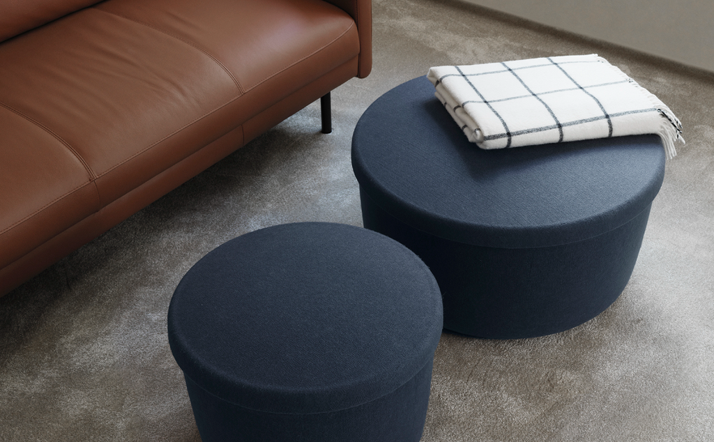 NormannCopenhagen Hide Storage Pouf Small, Sand