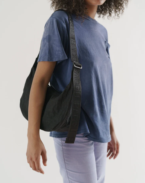 ★ ★ Women's Black CKJ Off Duty Medium Crescent Baggu | Medium Nylon Crescent Bag, Black | Vancouver Special