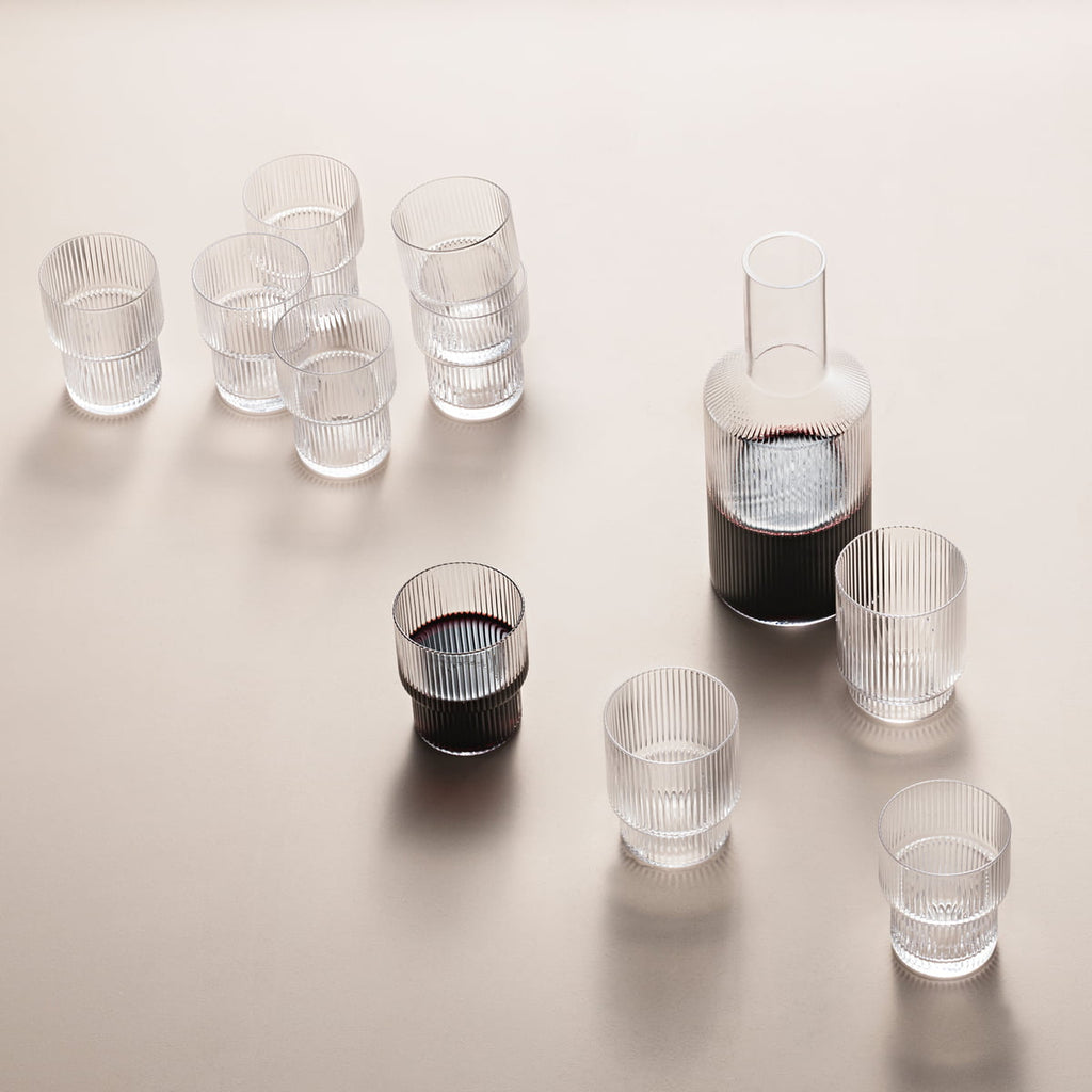 Ferm Living | Ripple Glasses, Small, Clear, Set of 4 | Vancouver