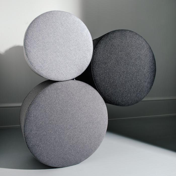 Softline | DRUMS, pouf high 45 x 40 cm, anthracite felt 610