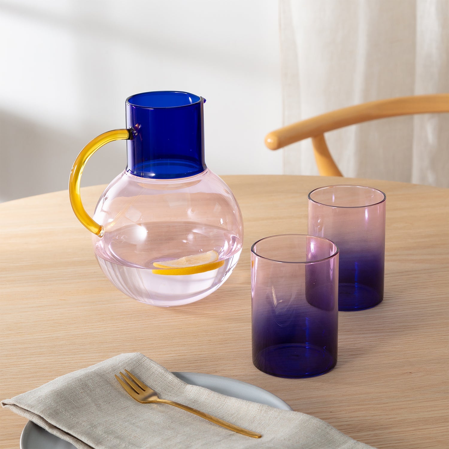 Gradient Glass, Set of 2, Blue /Pink