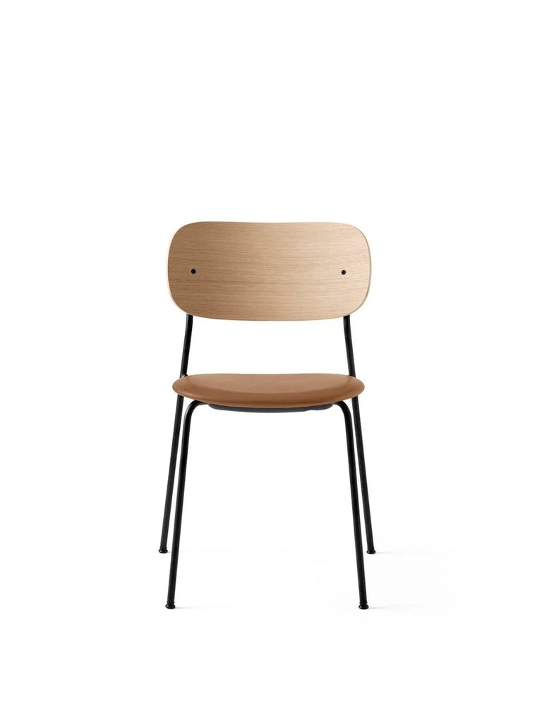 Co Chair, Without Arms, Upholstered Seat Steelcut Trio 213, Natural Oak Back, Black Frame