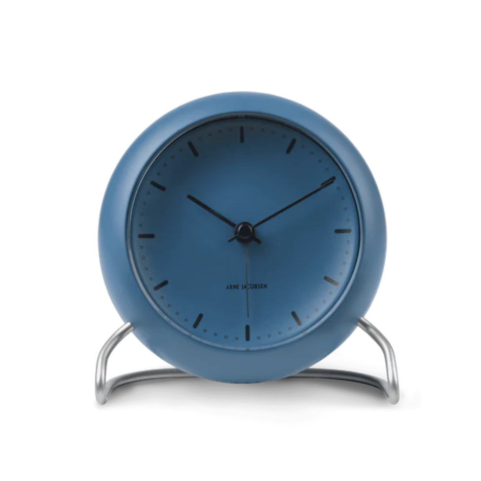 Arne Jacobsen City Hall Table Alarm Clock, Stone Blue