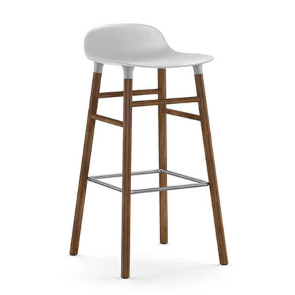 Form Stool 75cm White/Walnut