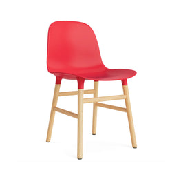 Form Chair, Bright Red, Oak Legs