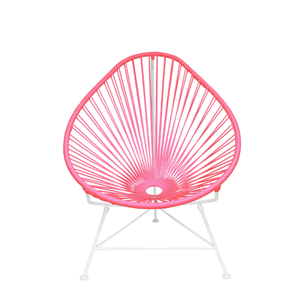 Acapulco Chair, Coral Pink Cord / White Frame