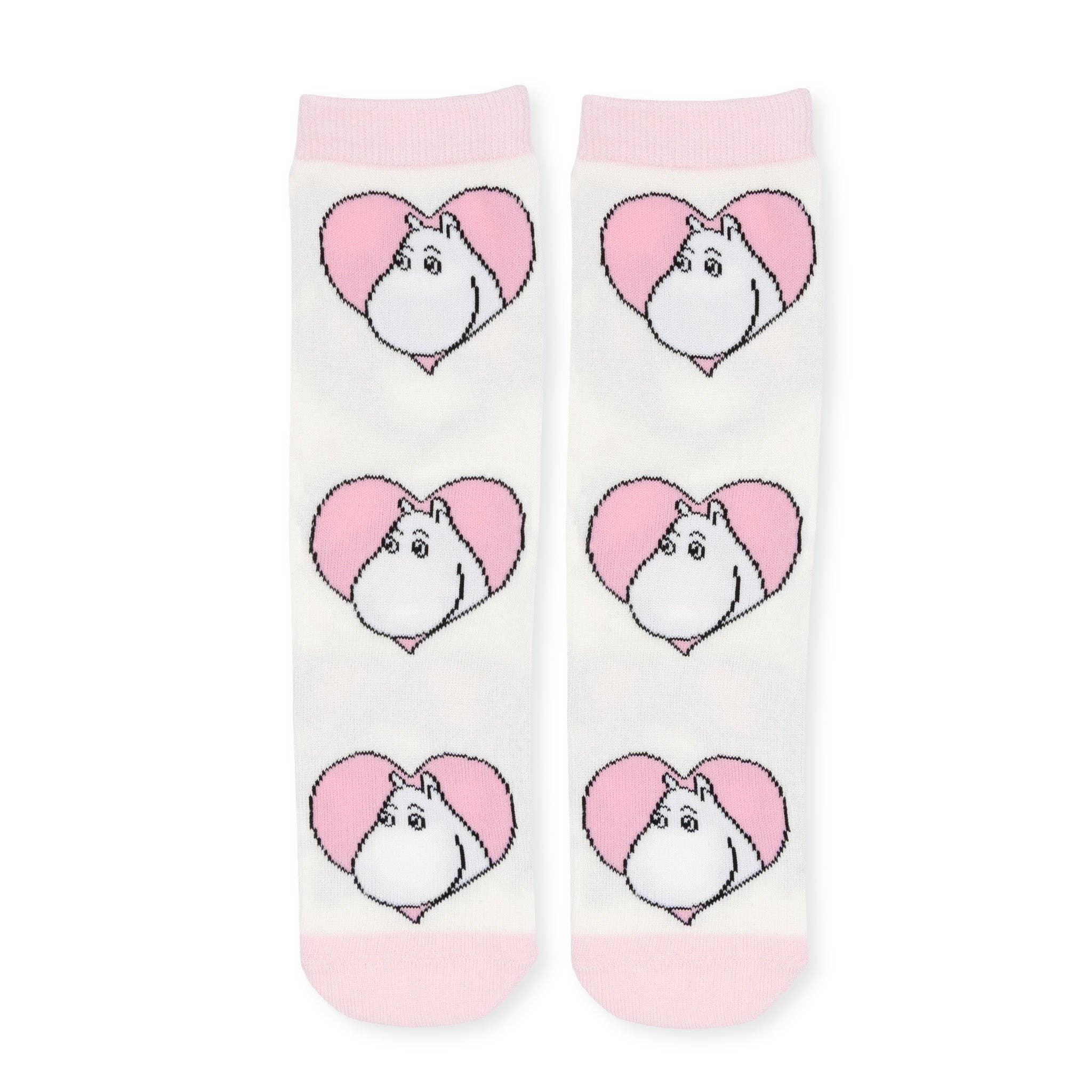 Moomintroll Love Women's Socks: 36-42, pink and white