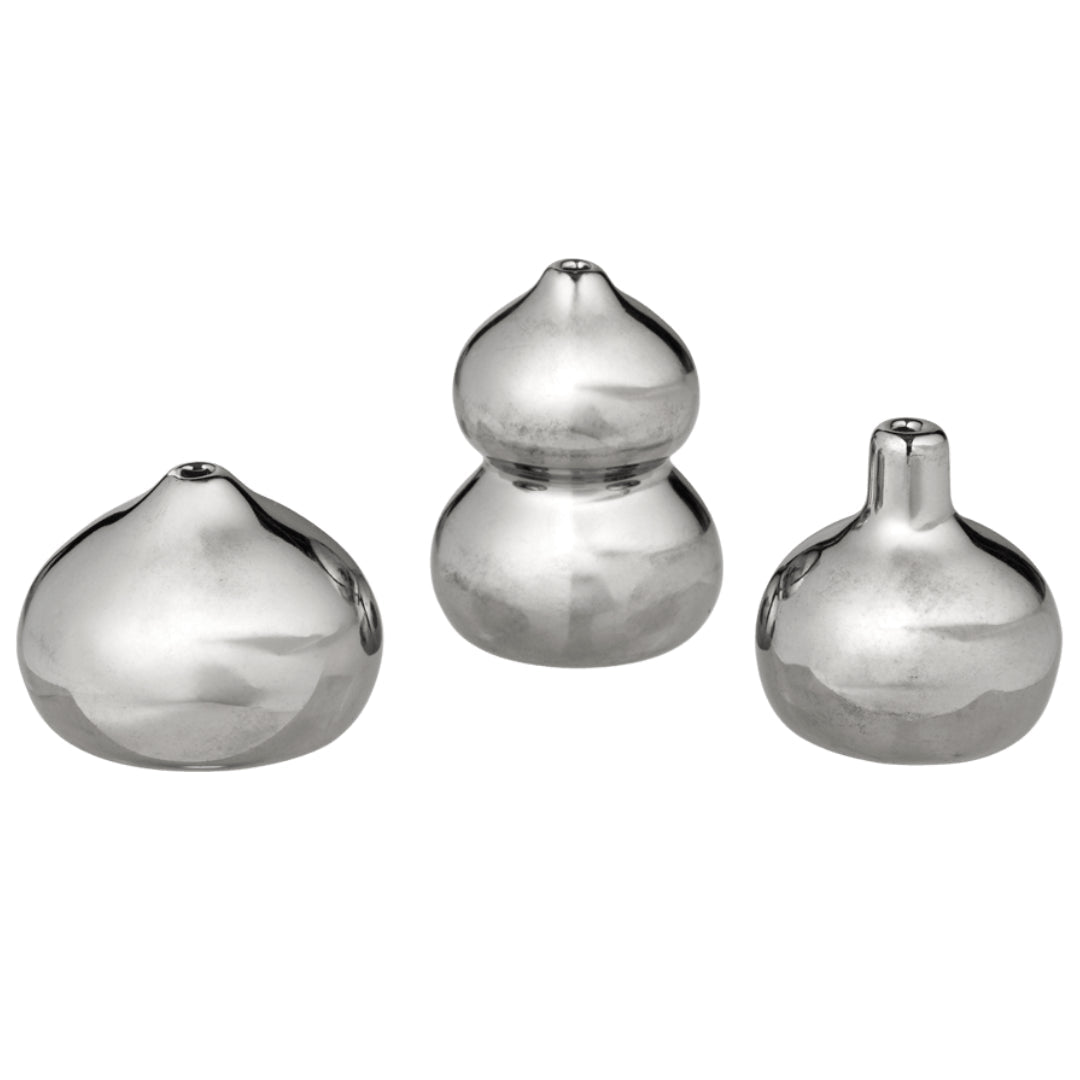 Komo Mini Vases, Set of 3, Silver