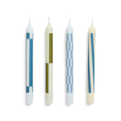 hay pattern candle set / greens and blues