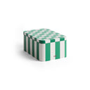 Tin Container, Small, Green/Off White