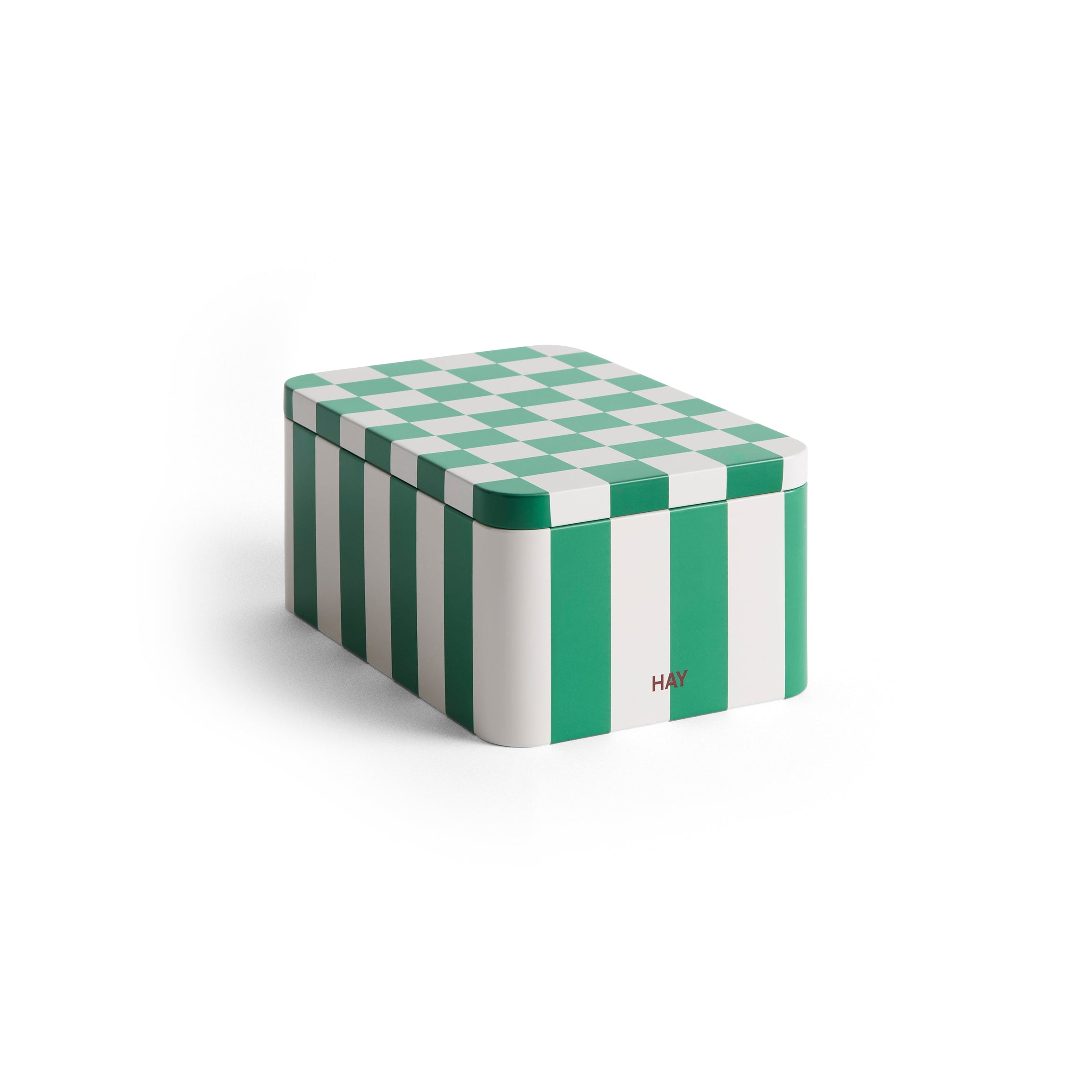 Tin Container, Small, Green/Off White