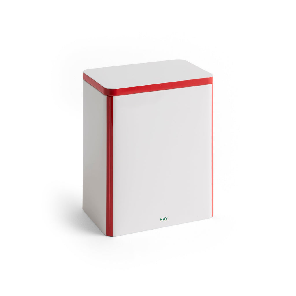 Tin Container, Large, Off White/Red