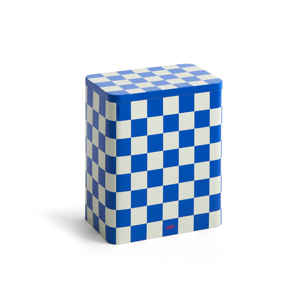 Tin Container, Large, Blue/Off White