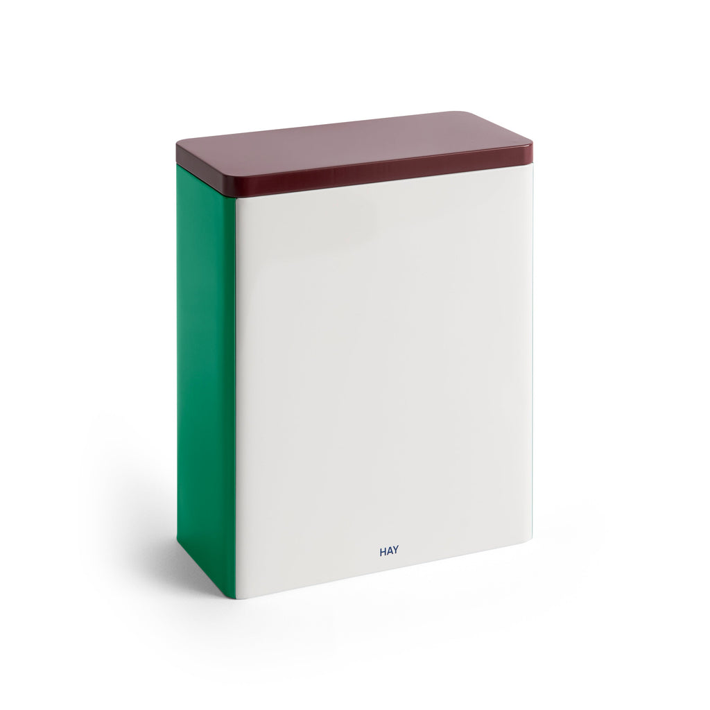 Tin Container, XL, Off-White/Burgundy/Green