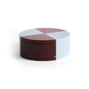 Tin Container, Round, Burgundy/Ice Blue