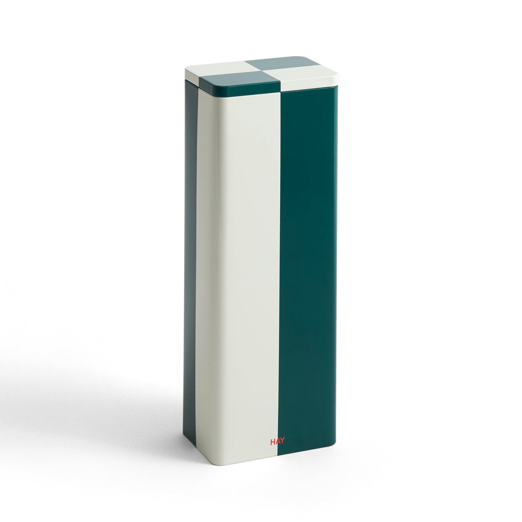 Tin Container, Slim, Green/Off White