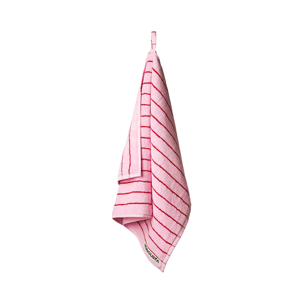 Naram Guest Towel, Baby Pink/Ski Patrol Red