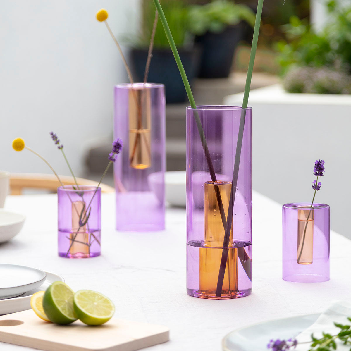 Reversible Glass Vase - Large - Lilac / Peach