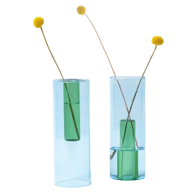Reversible Glass Vase - Large - Sky/ Fern