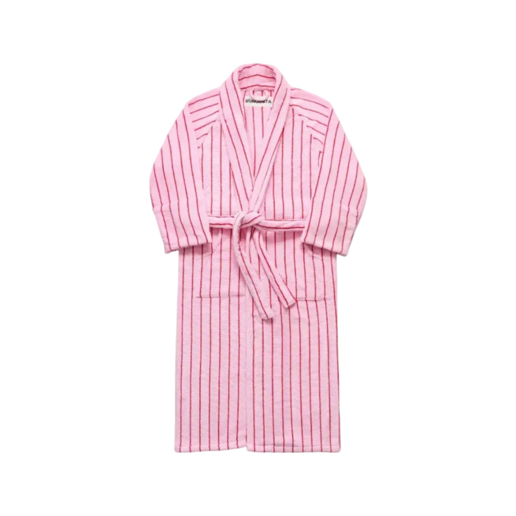 Naram Bathrobe, Baby Pink/Ski Patrol Red