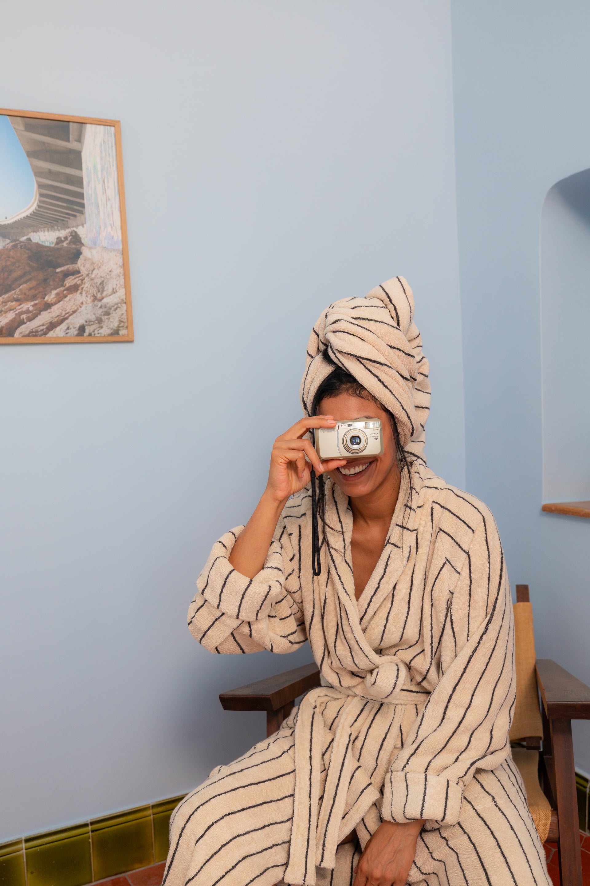 Naram Bathrobe, Creme/Ink
