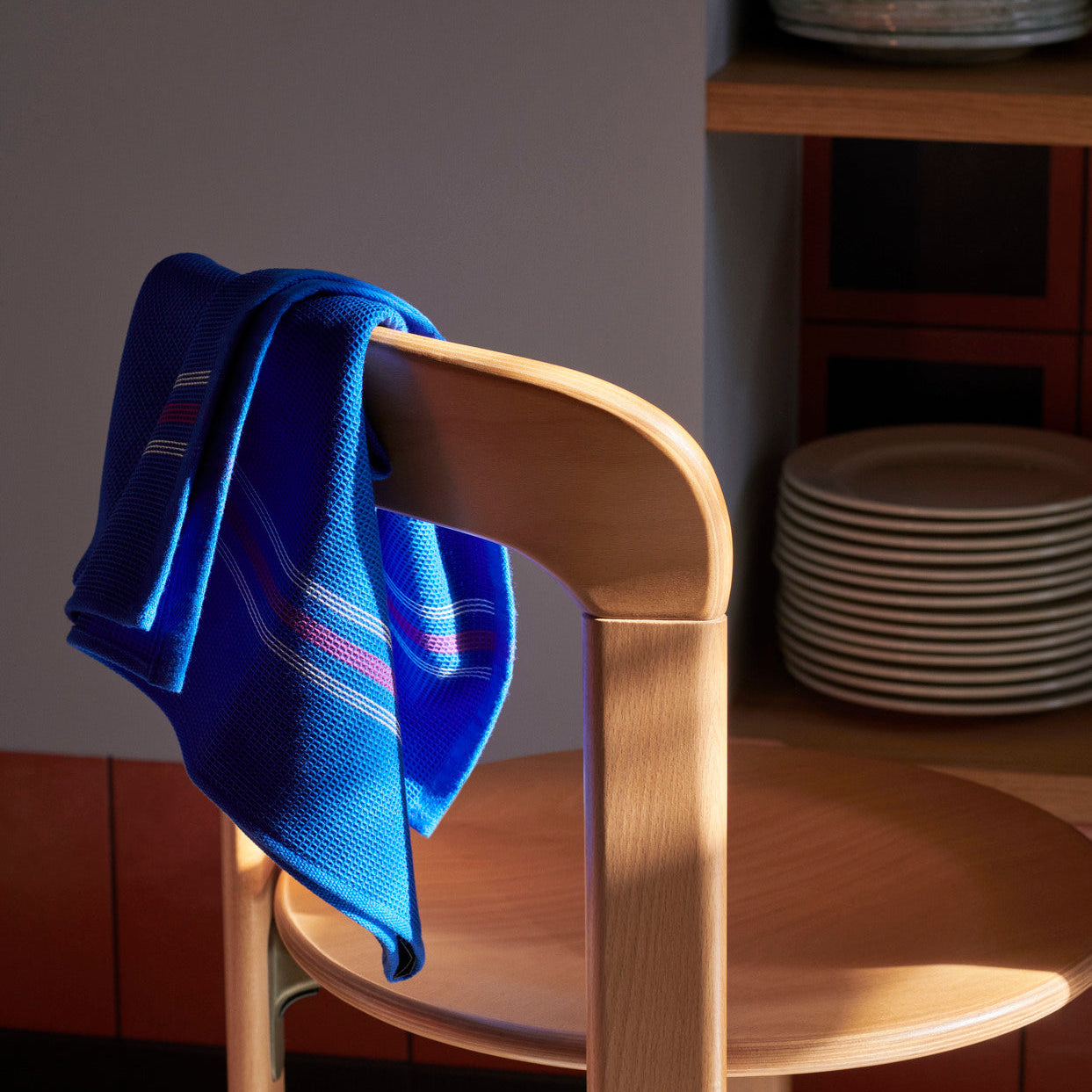 Canteen Tea Towel, Blue and Fuchsia