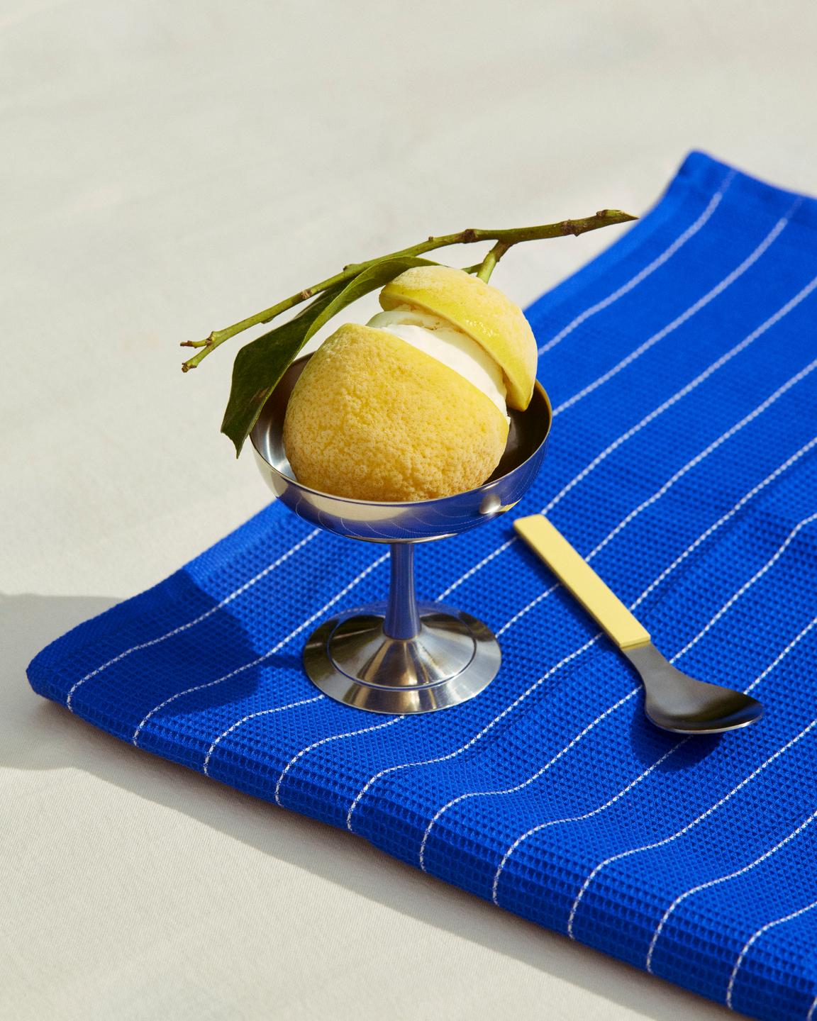 Canteen Tea Towel, Blue Pinstripe