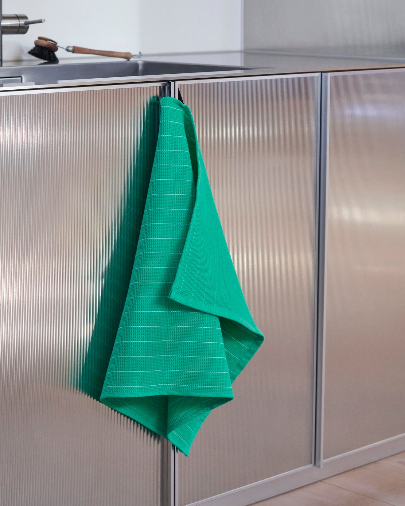 Canteen Tea Towel, Emerald Pinstripe