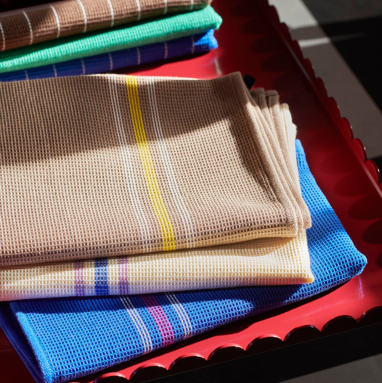 Canteen Tea Towel, Blue and Fuchsia