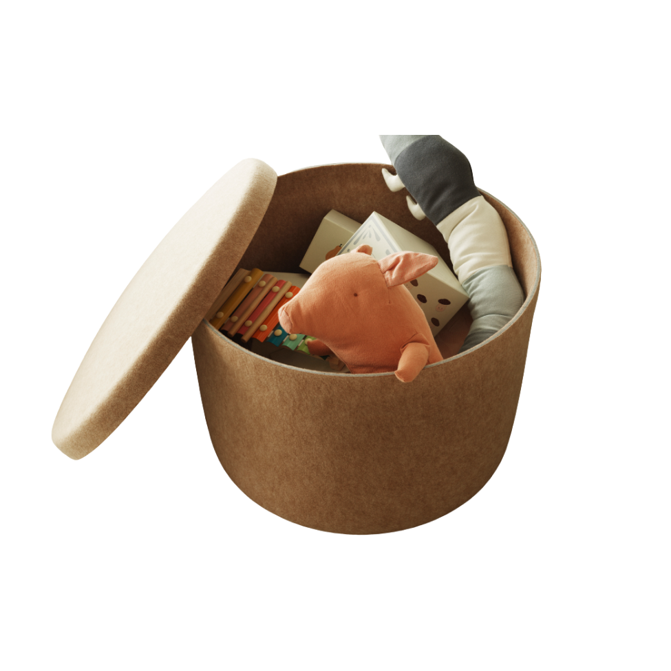 Hide Storage Pouf Small, Sand