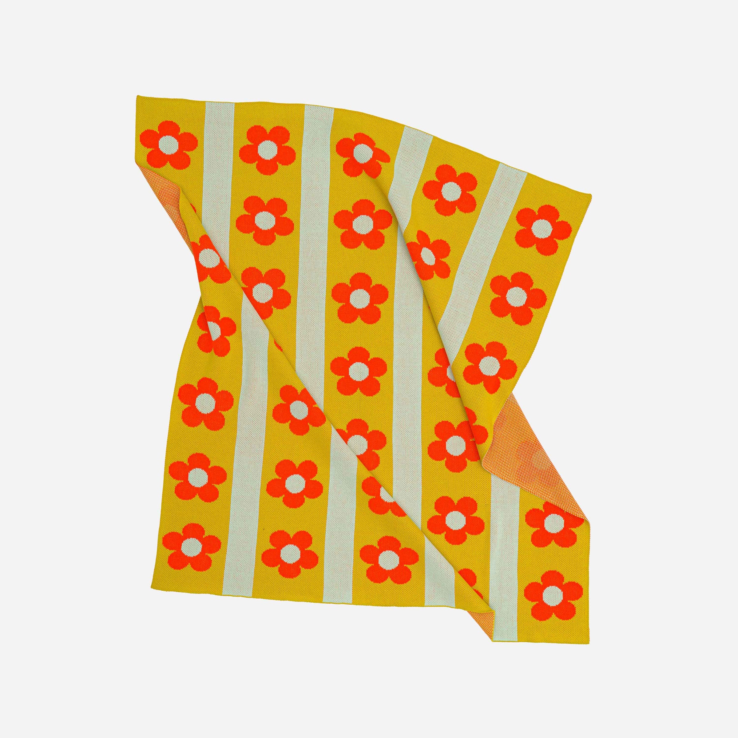 Flower Stripe Throw, Golden Olive