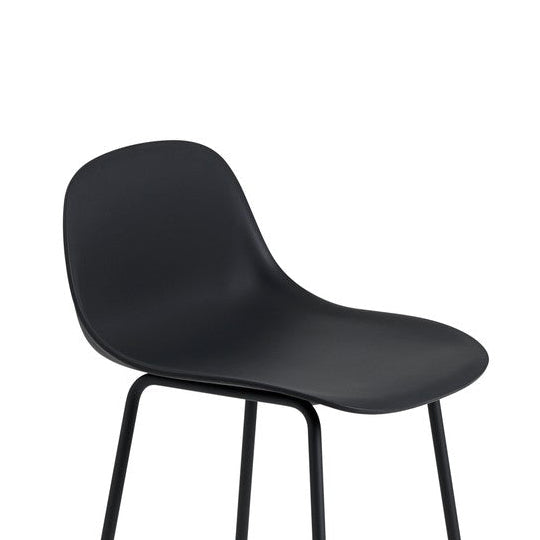 Fiber Stool with Backrest, tube base, 65cm, Natural Black/Black