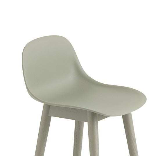 Fiber Stool 65 cm, With Backrest, Wood Base Dusty Green/Green