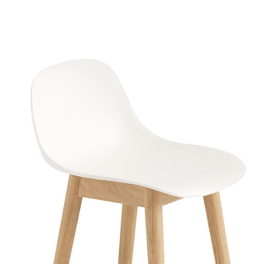 Fiber Stool 65 cm, With Backrest, Wood Base White/ Oak