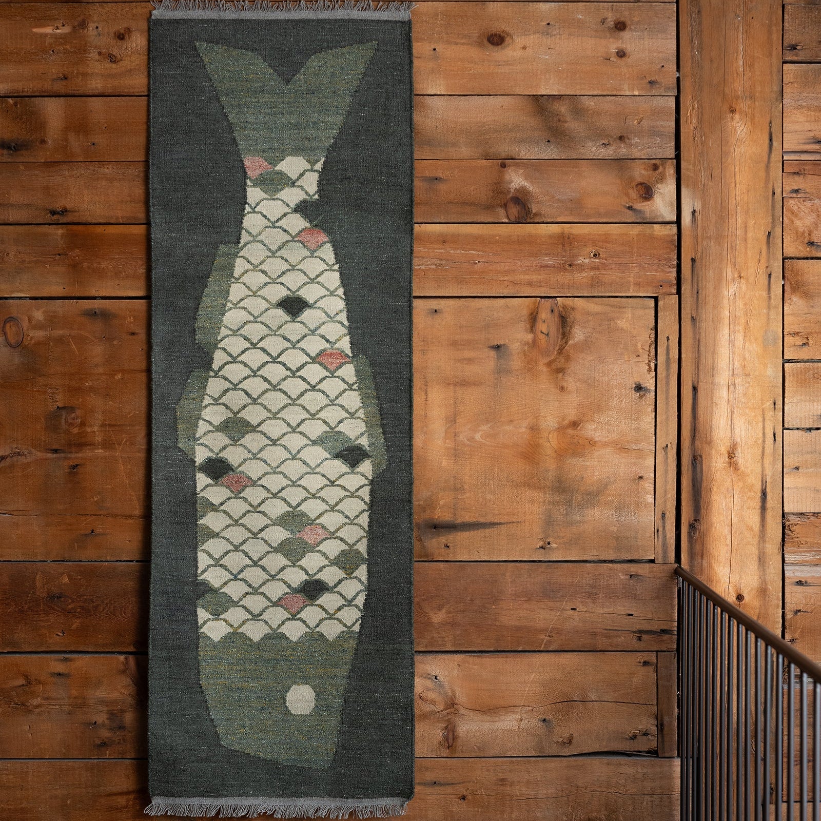 LUCKY FISH rug, 2'6" x 9' Green
