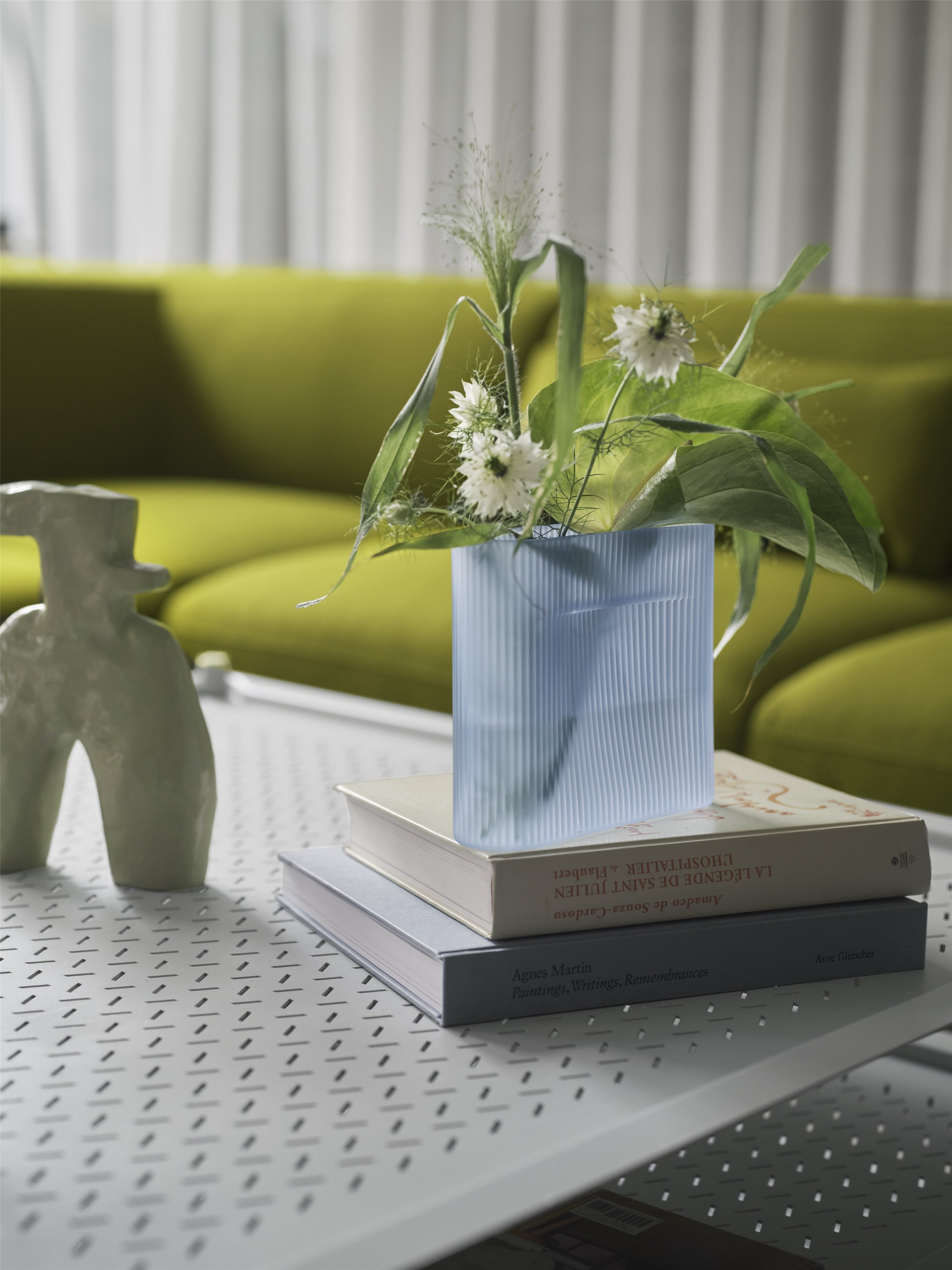 Ridge Vase Frosted, Light Blue, 6.7"