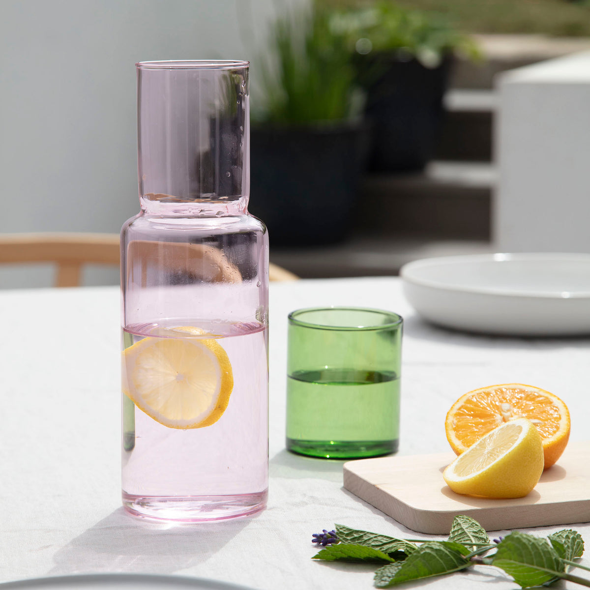 Duo Tone Glass Carafe, Pink / Green