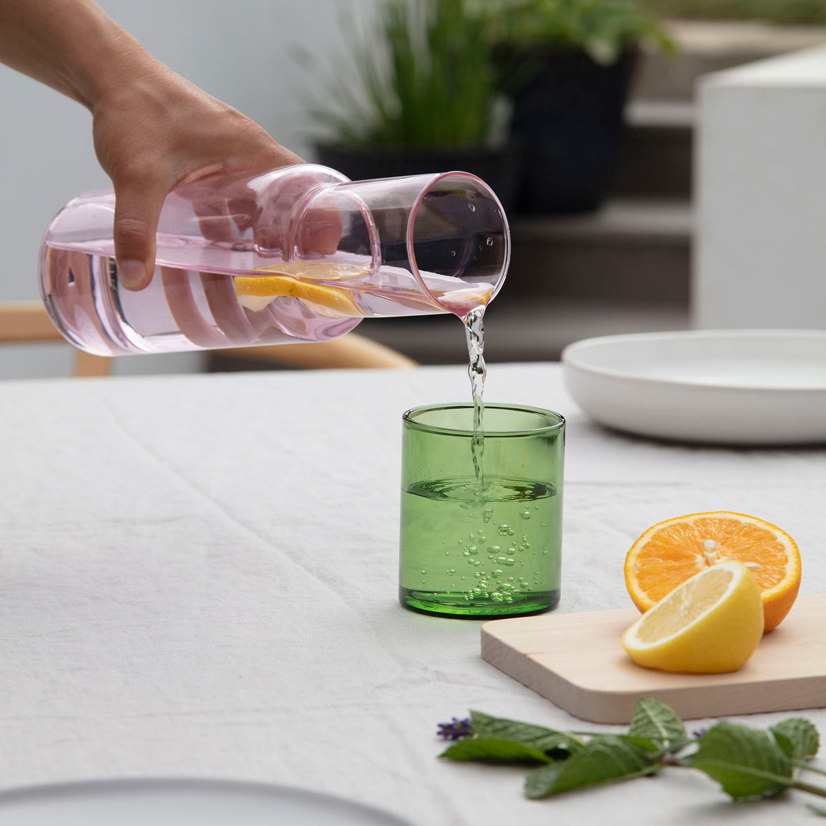 Duo Tone Glass Carafe, Pink / Green