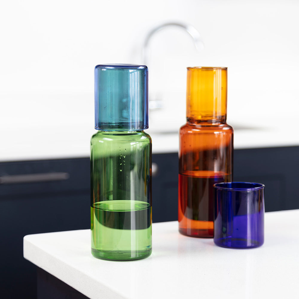 Duo Tone Glass Carafe, Green / Blue