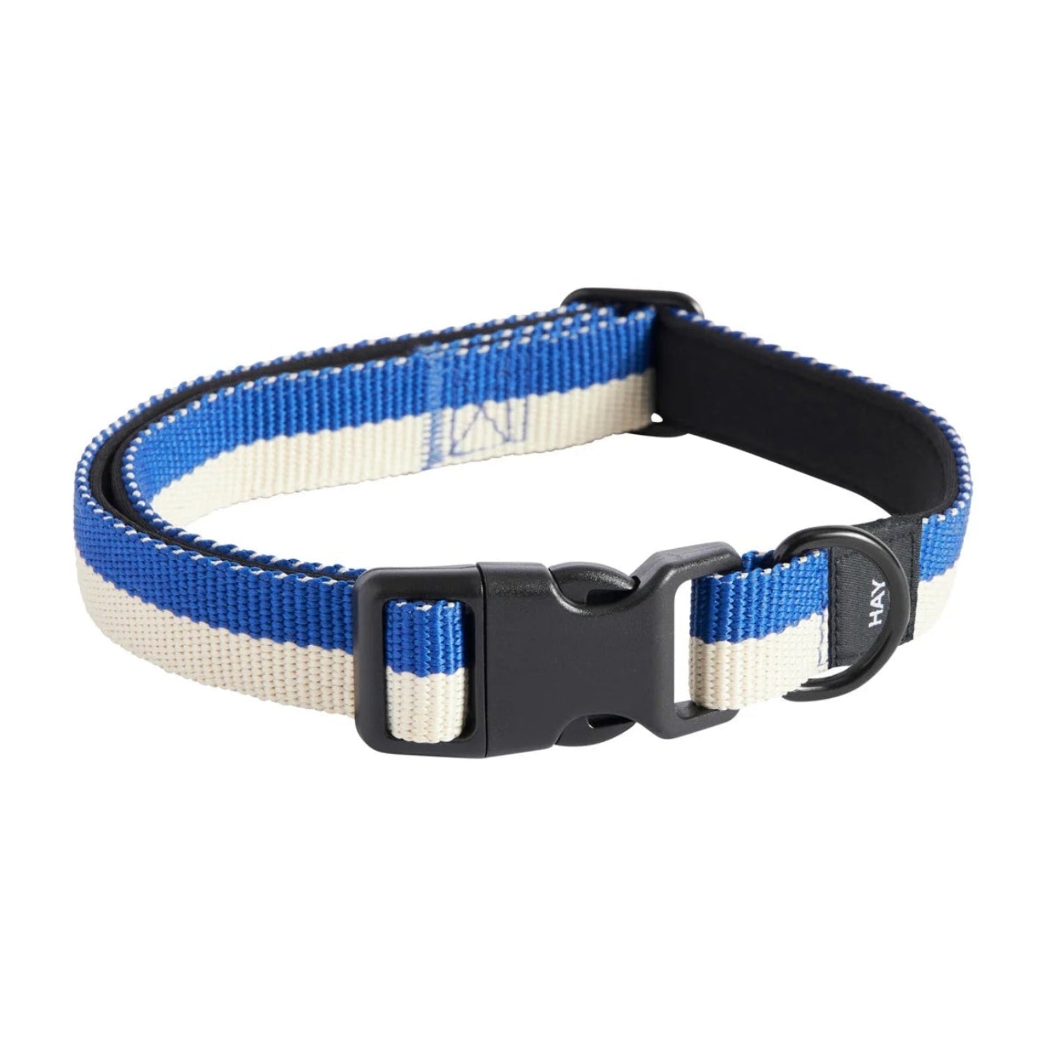 Dog Collar Flat, Blue/Off White, M/L