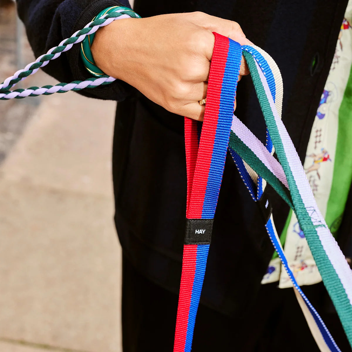 Dog Leash Braided, Red/Blue, M/L