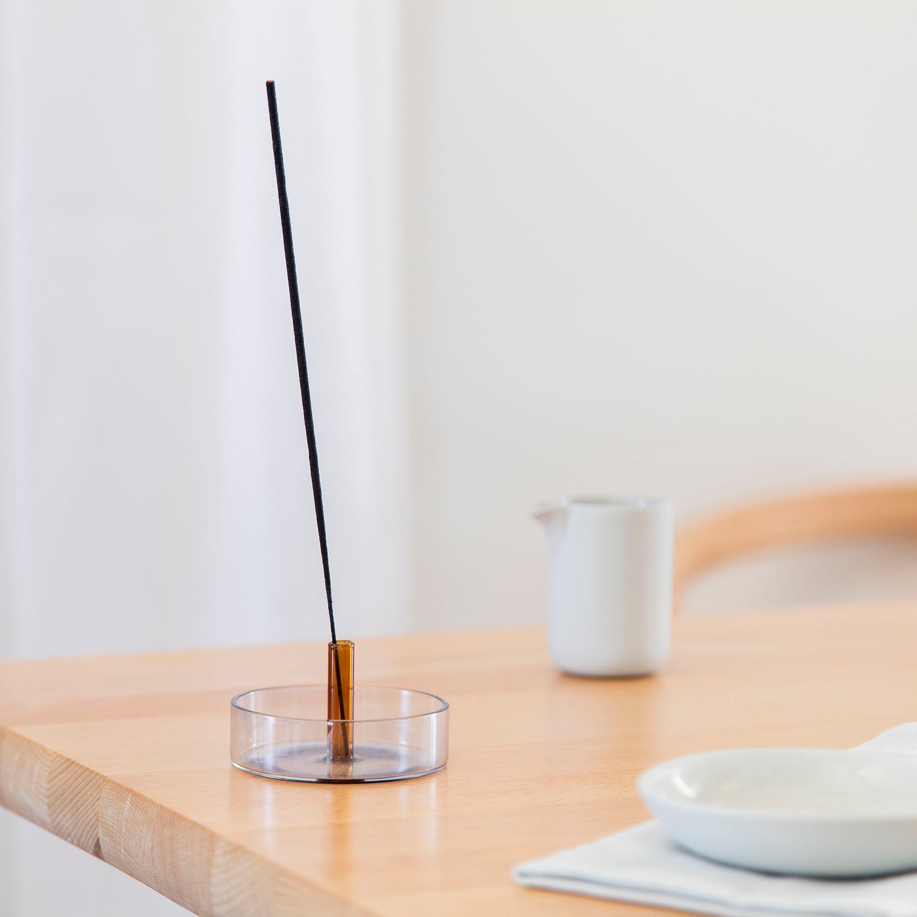 Duo Tone Glass Incense Holder, Smoke / Amber