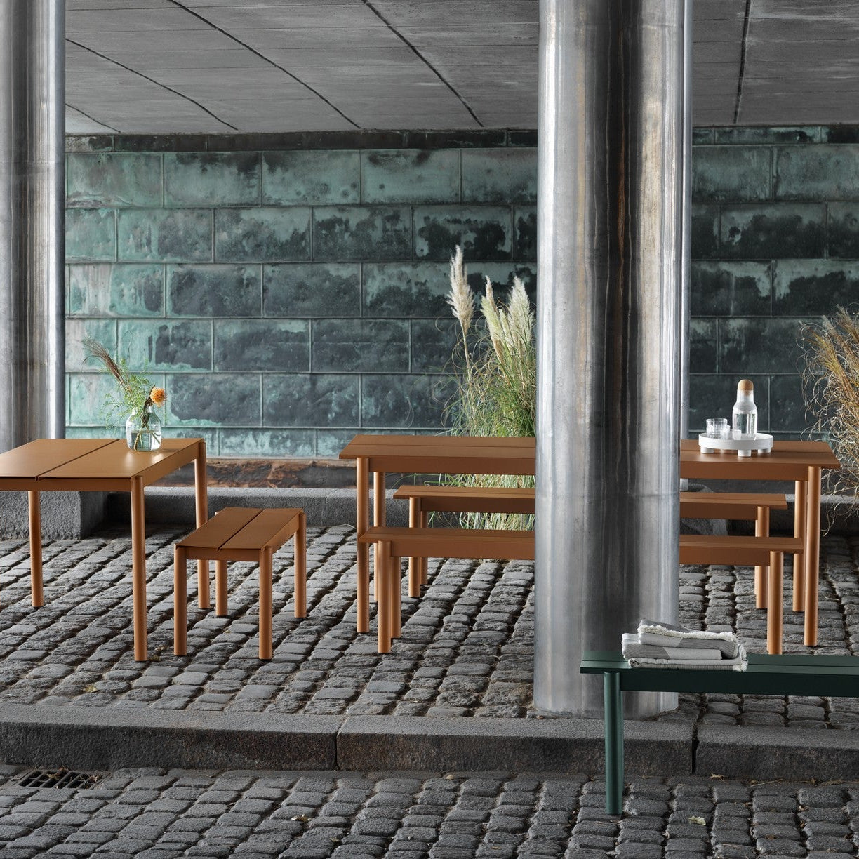 Linear Steel Table, Burnt Orange 140cm