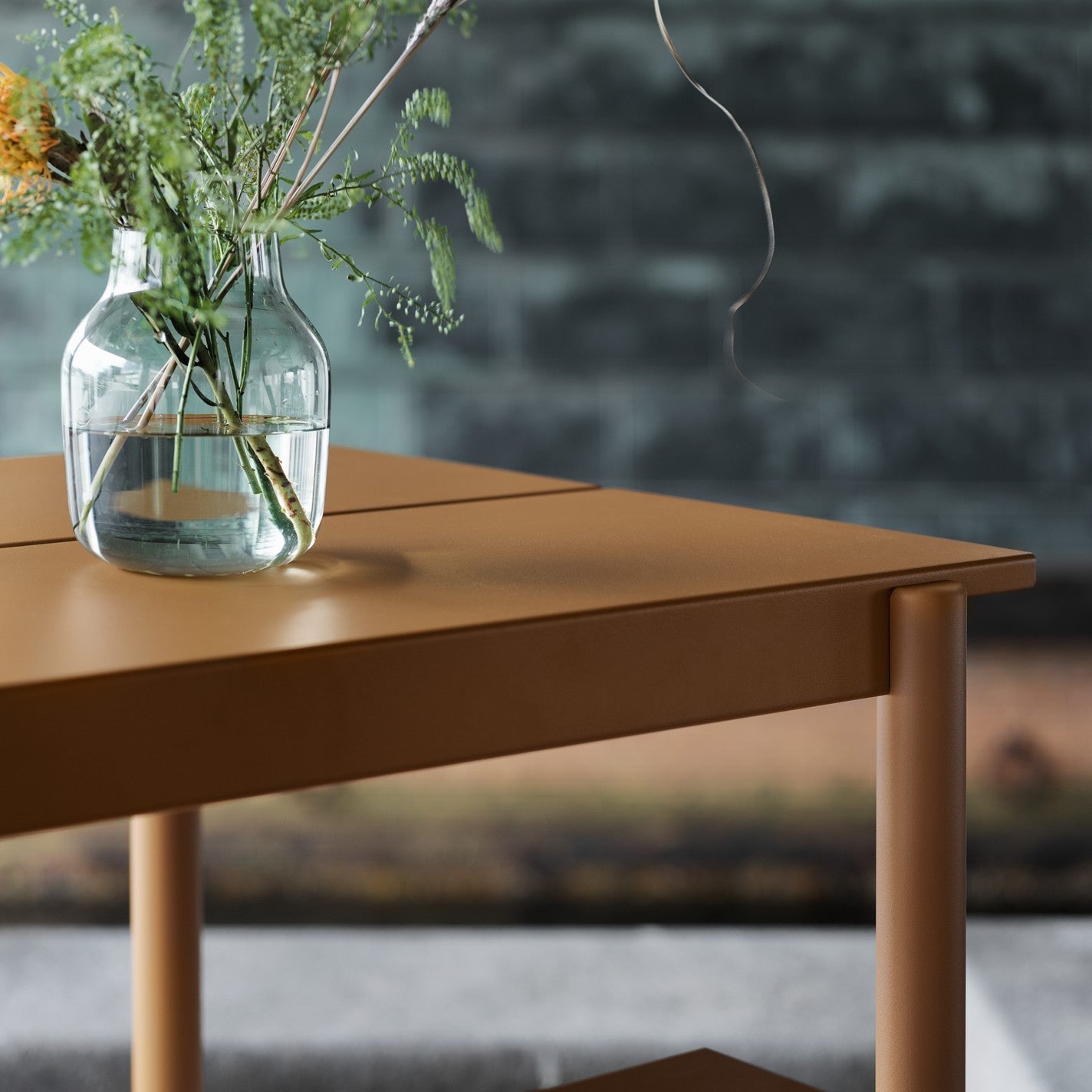 Linear Steel Table, Burnt Orange 140cm
