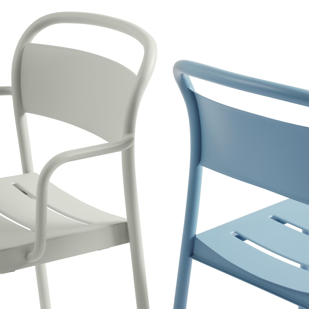 Linear Steel Arm Chairs,  Pale Blue