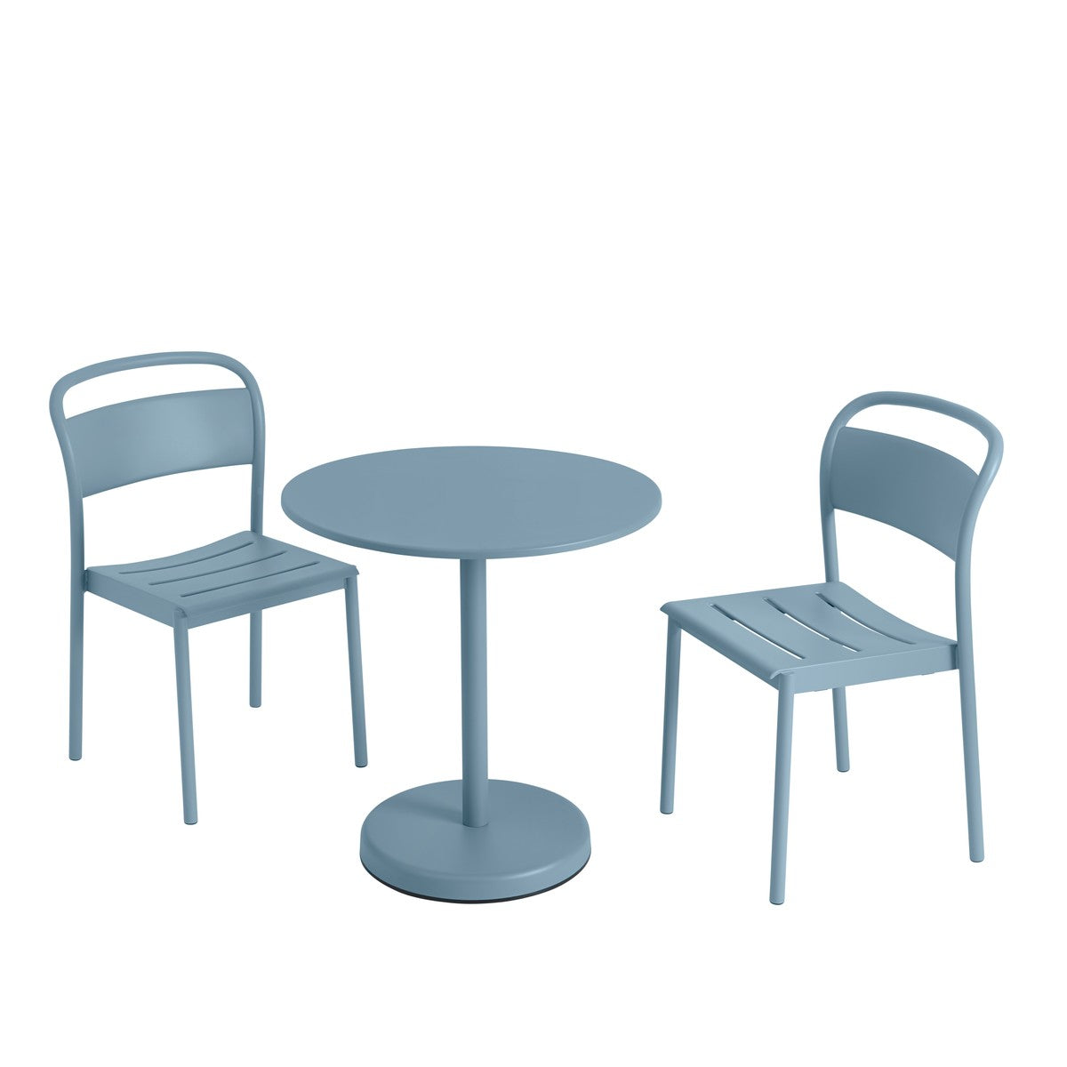 Linear Steel Side Chairs, Pale Blue