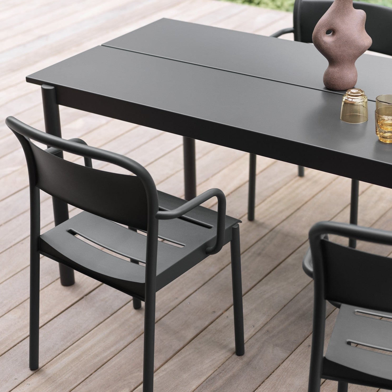 Linear Steel Table, Black 140cm
