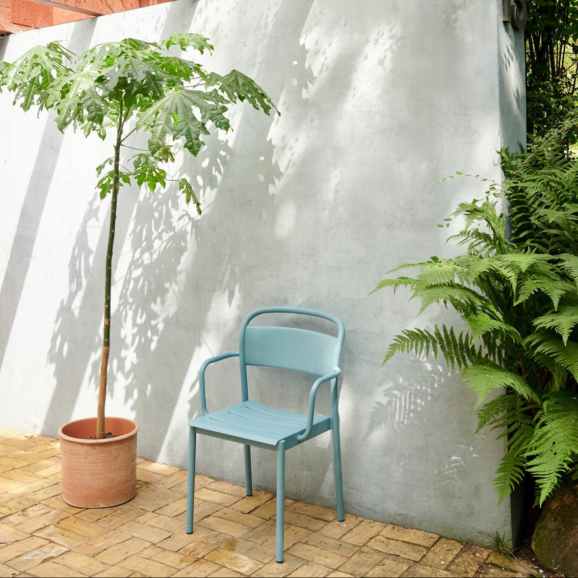Linear Steel Arm Chairs,  Pale Blue