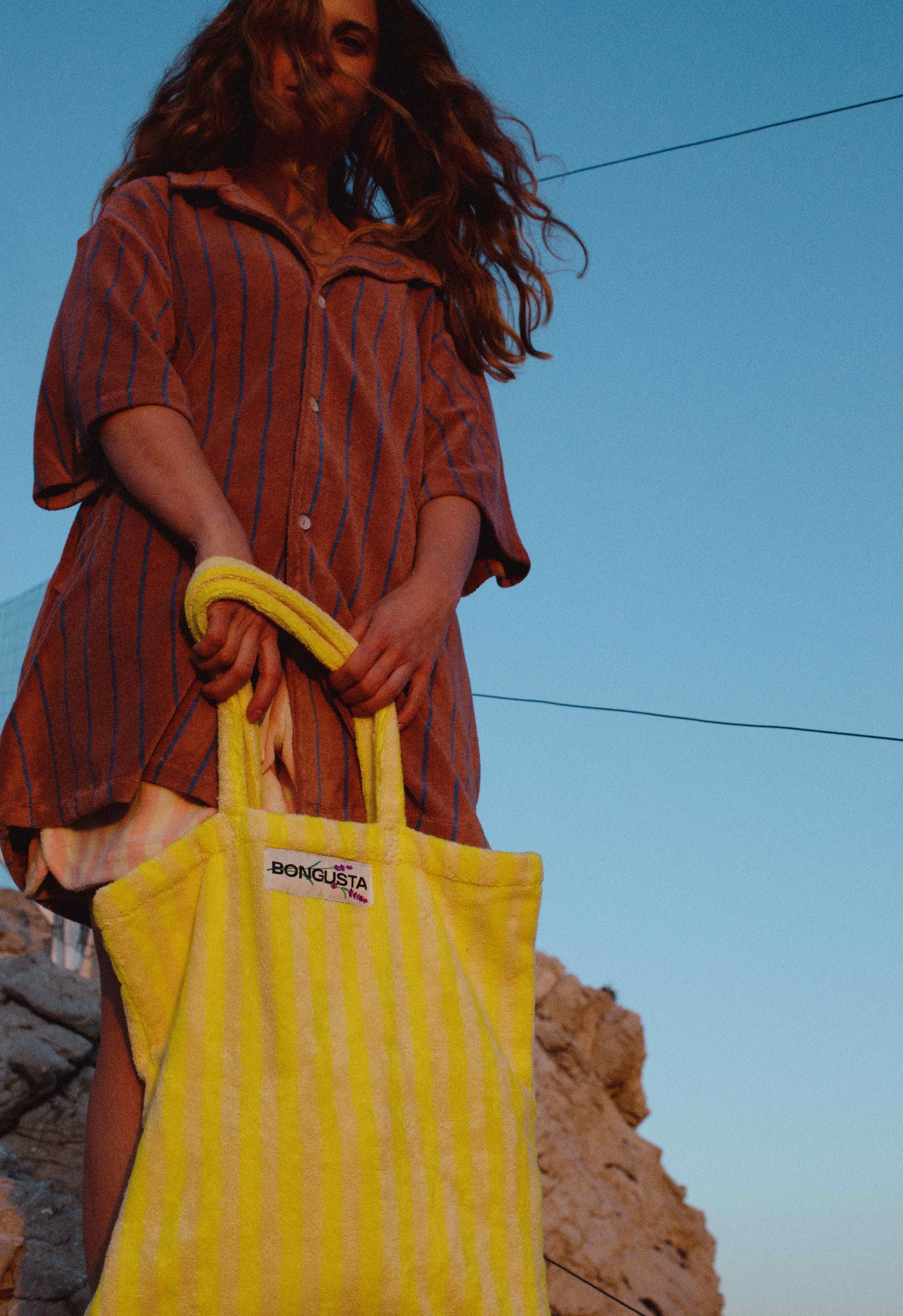 Naram Totebag, Pristine/Neon Yellow