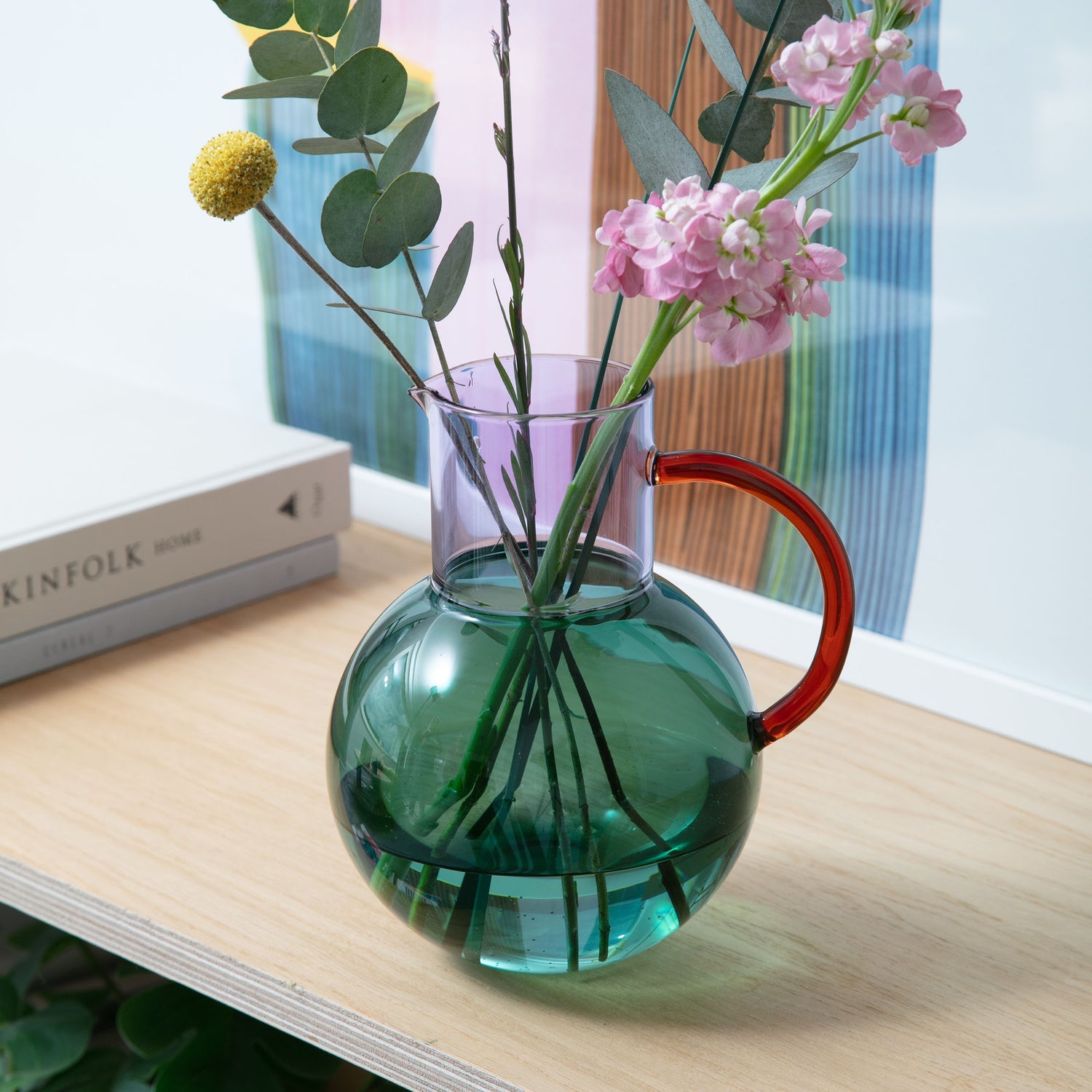Pablo Glass Jug - Large - Teal Purple Amber